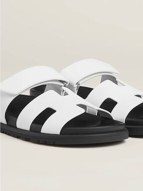 New Women Hermes Chypre Sandal White size 36.5